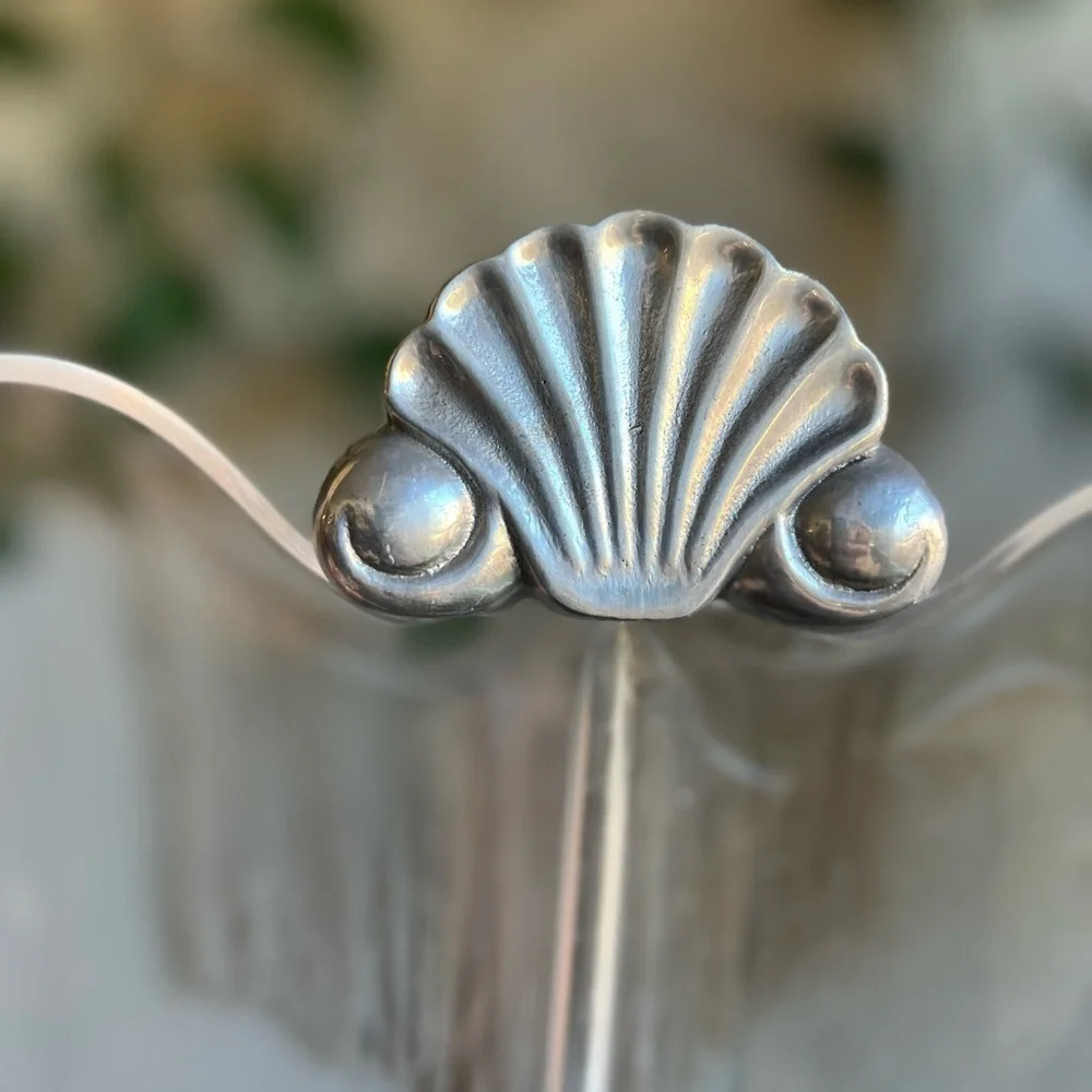 Vintage Acrylic & Pewter Seashell Divided Serving Tray – Coastal Nautical Decor